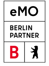 Logo eMO und Berlin Partner Logo eMO und Berlin Partner
